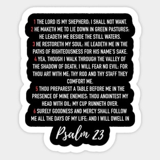 Psalm 23 of the Bible - Biblical Quote (Book of Hebrew Psalms) Sticker